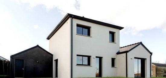 Belle maison contemporaine avec son garage coloré et une grande piscine à Carquefou (44)