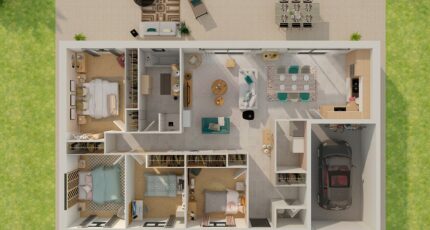 Plain-pied GI 4 ch _ 2 x SUITES PARENTALES 32189-4586modele620210611sKBRN.jpeg - Maisons Tradilignes