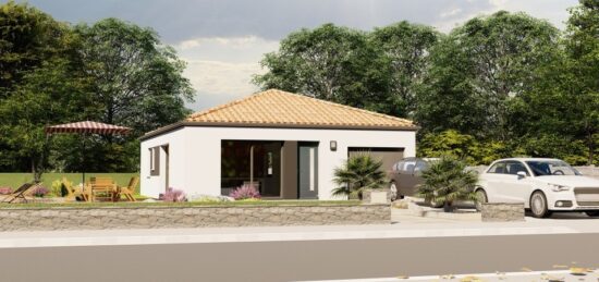 Plan de maison Surface terrain 77 m2 - 4 pièces - 3  chambres -  avec garage 