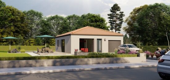 Plan de maison Surface terrain 61 m2 - 3 pièces - 2  chambres -  avec garage 