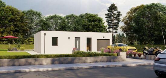 Plan de maison Surface terrain 65 m2 - 3 pièces - 2  chambres -  avec garage 