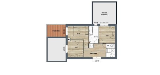 Plan de maison Surface terrain 144 m2 - 5 pièces - 4  chambres -  avec garage 