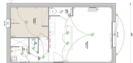 Plan de maison Surface terrain 50 m2 - 2 pièces - 1  chambre -  sans garage 