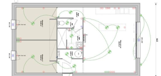 Plan de maison Surface terrain 61 m2 - 3 pièces - 2  chambres -  sans garage 